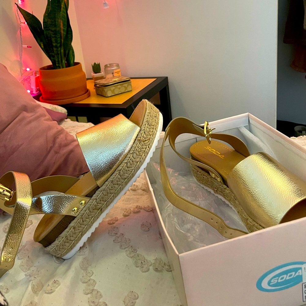 Gold sandals size 10